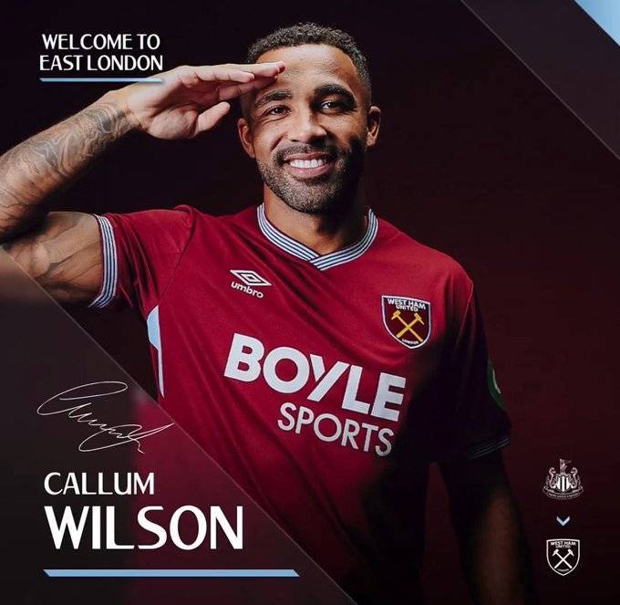 官方:西汉姆联免签纽卡斯尔前锋卡勒姆-威尔逊